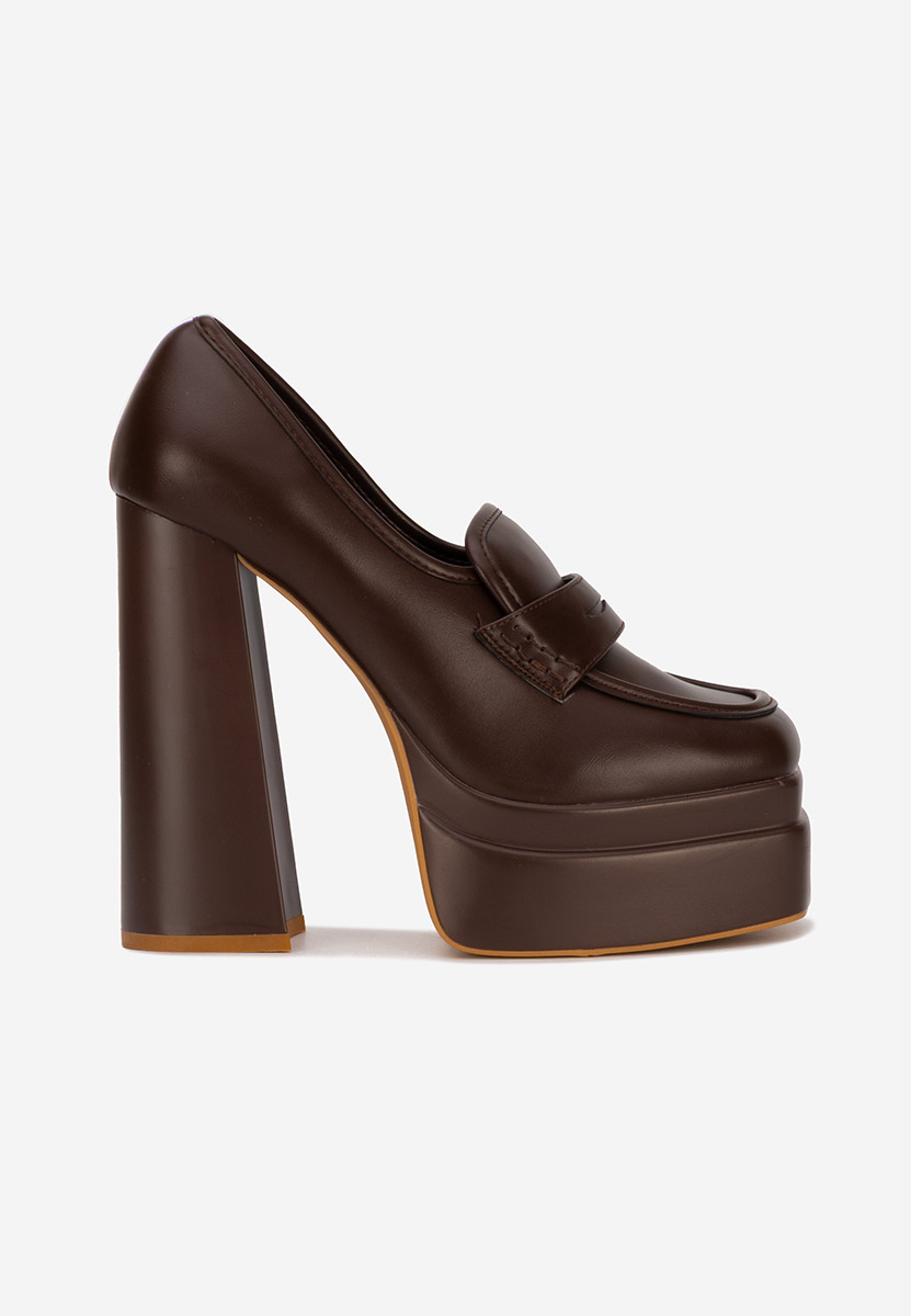 Décolleté tacco largo e plateau Marrone Dieppa