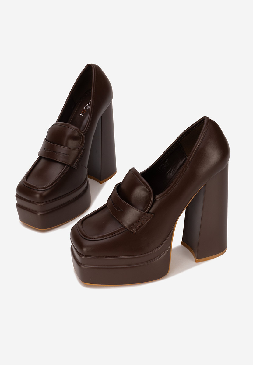 Décolleté tacco largo e plateau Marrone Dieppa