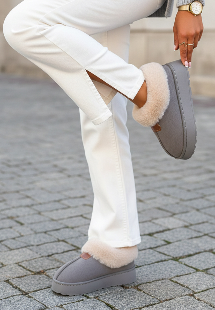 Stivaletti con plateau Elarva grigio