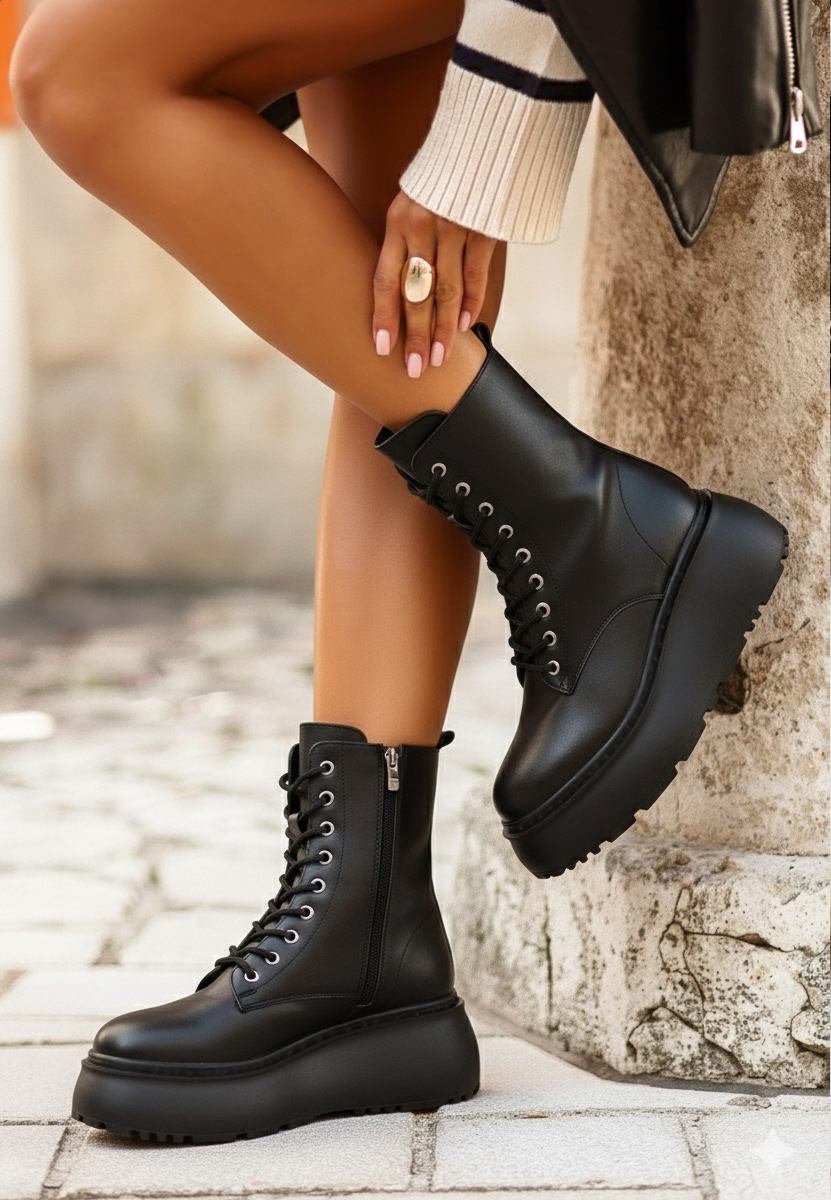 Stivaletti con plateau Luisena nero