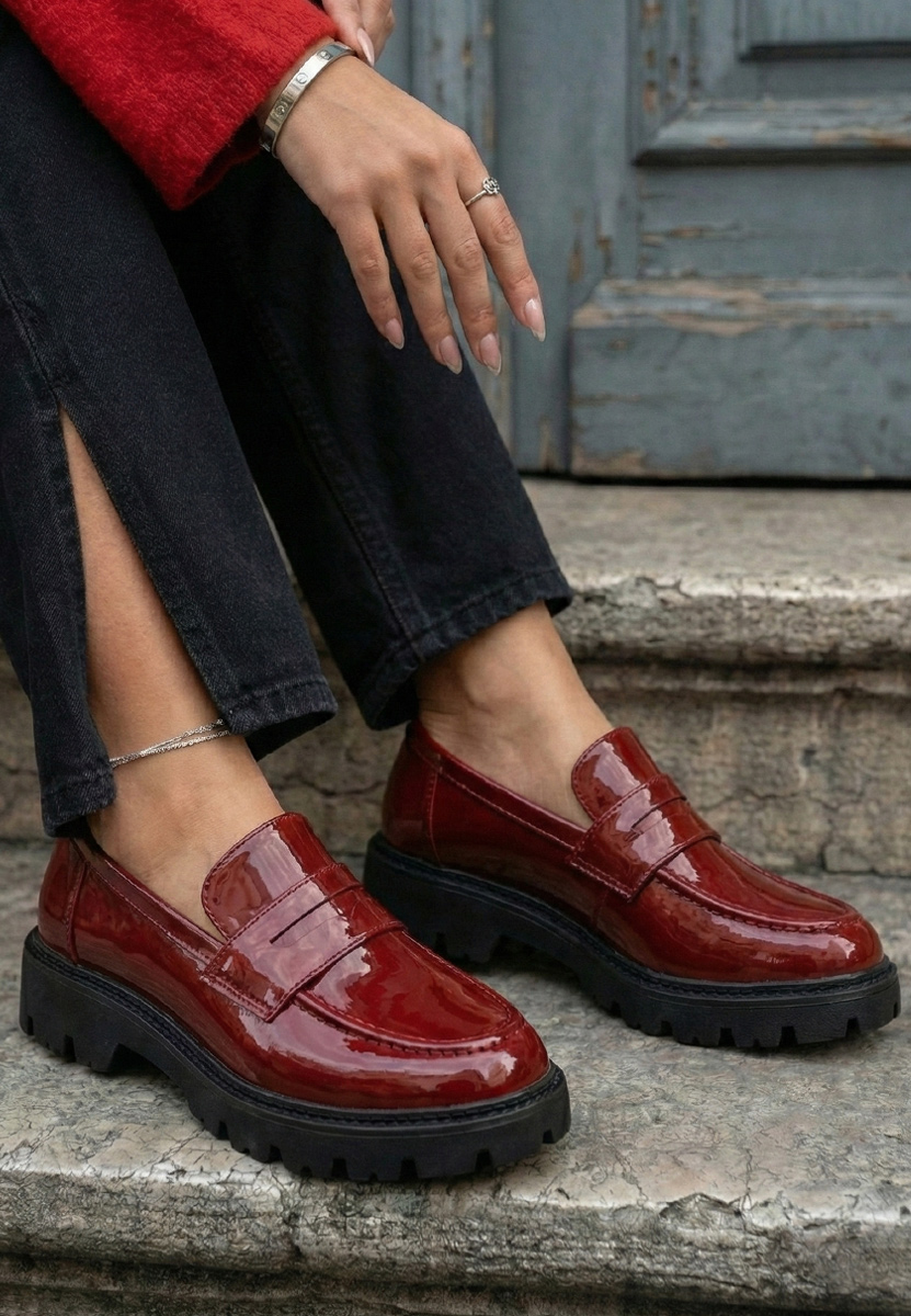 Mocassini con plateau Zampa granata