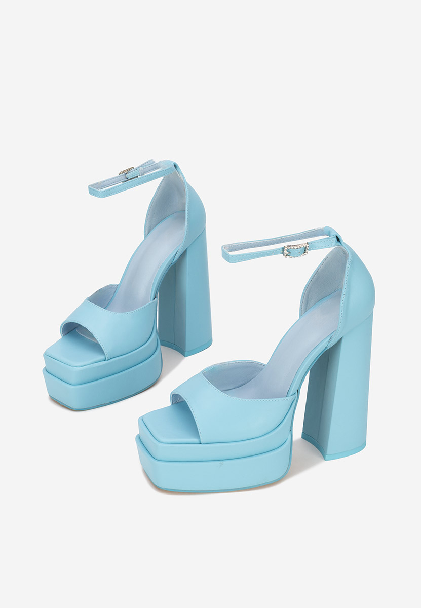 Sandali con tacco largo e plateau Riza V2 Blu