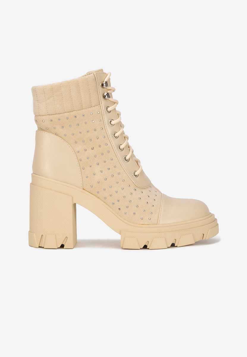 Stivaletti con tacco beige Molina
