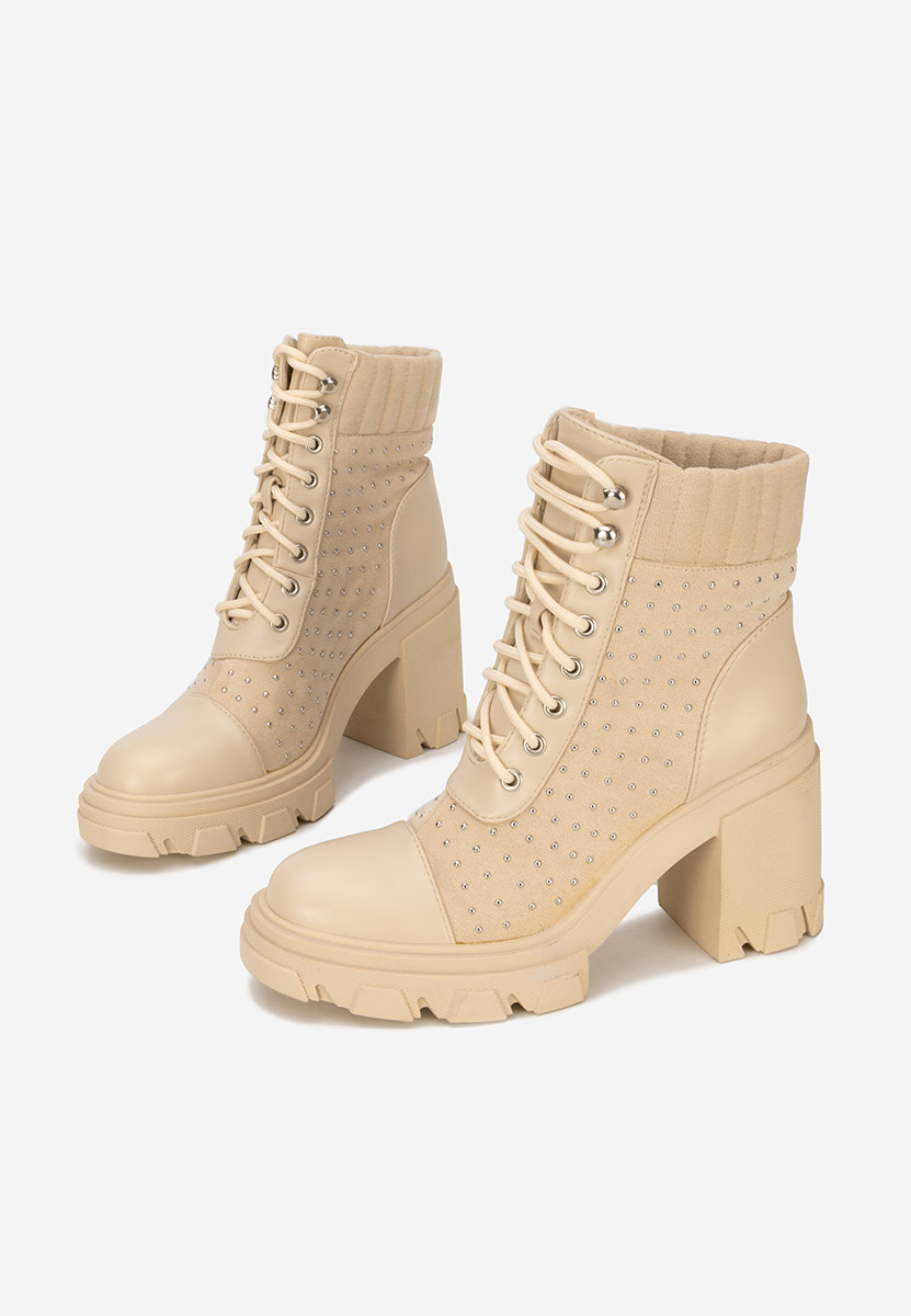 Stivaletti con tacco beige Molina