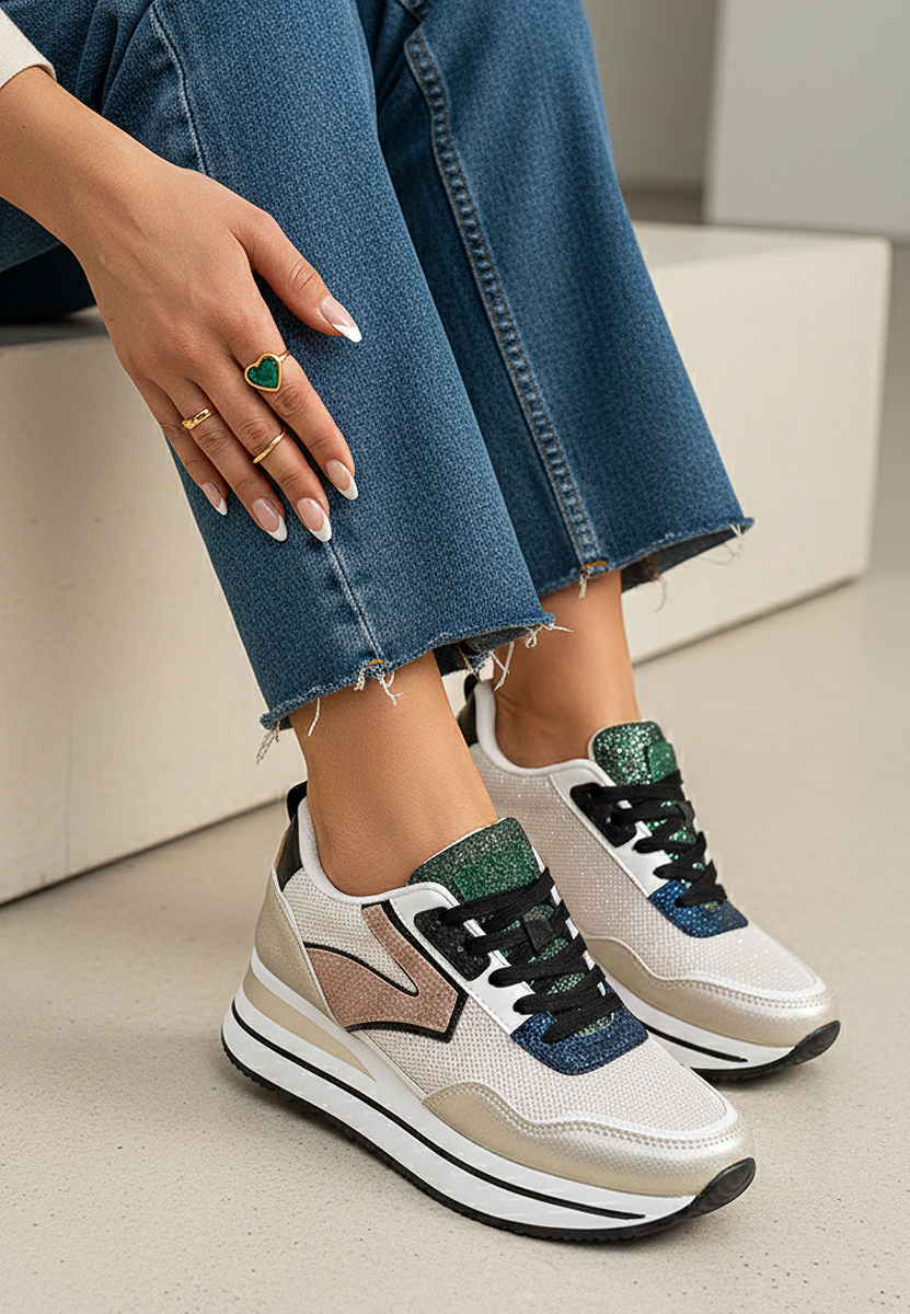 Sneakers con plateau Tarika oro