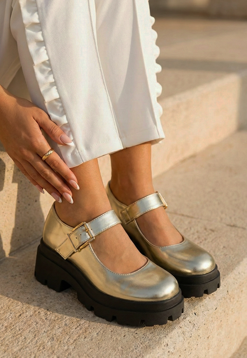 Scarpe con plateau Masovia oro