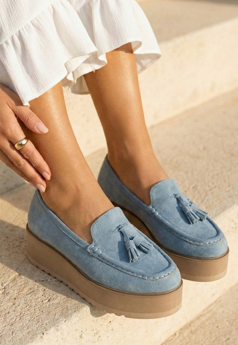 Mocassini donna platform Leondra blu