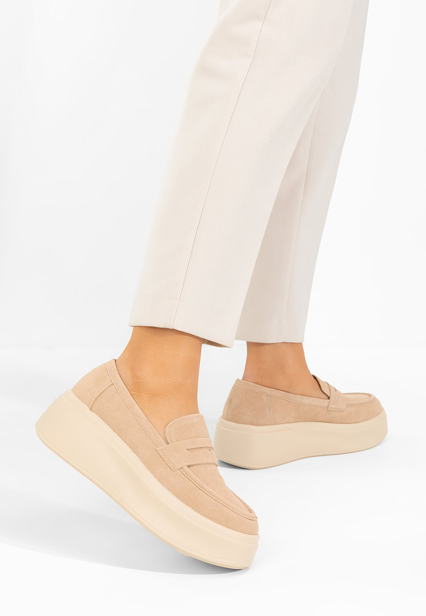 Mocassini donna platform Herminia beige