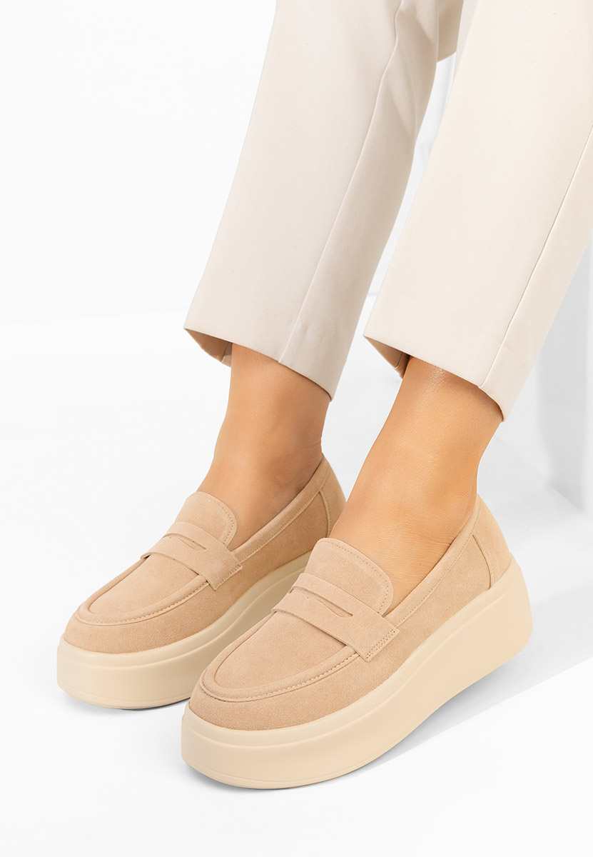 Mocassini donna platform Herminia beige