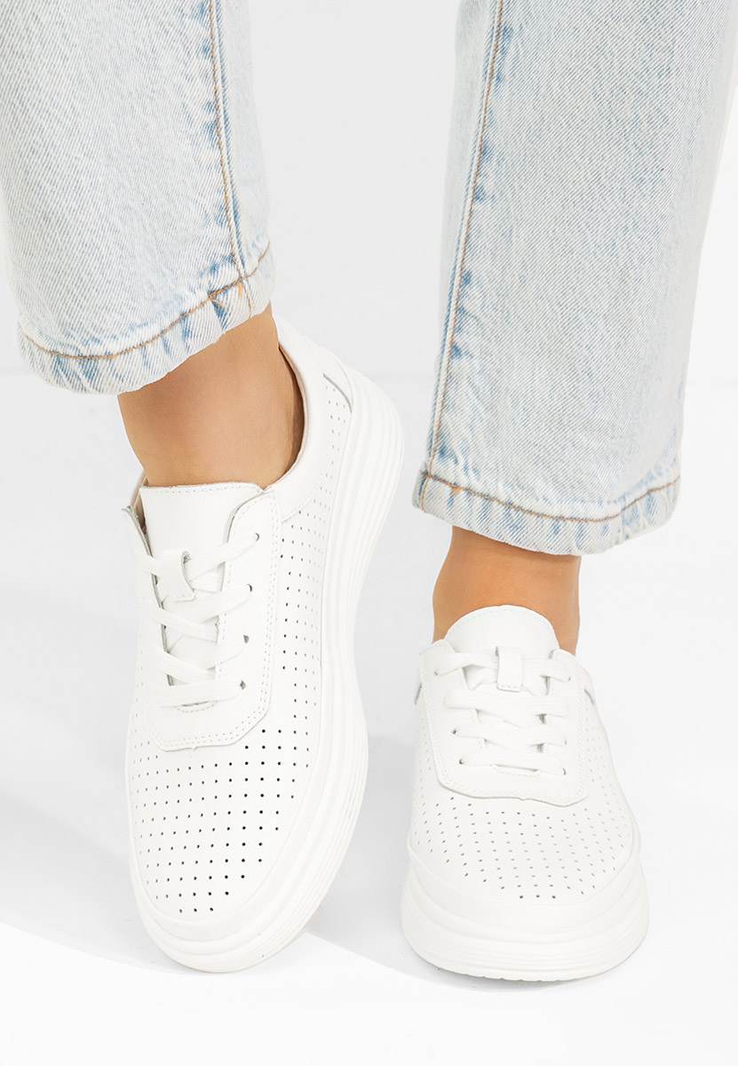 Scarpe basse donna pelle Nederia bianchi