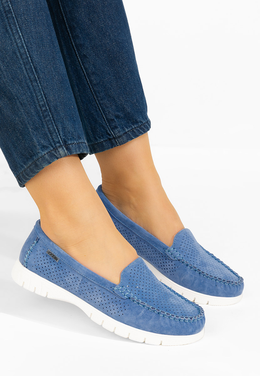 Mocassini donna pelle Irsaia blu