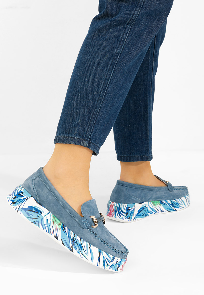 Mocassini pelle con plateau Tanielia blu