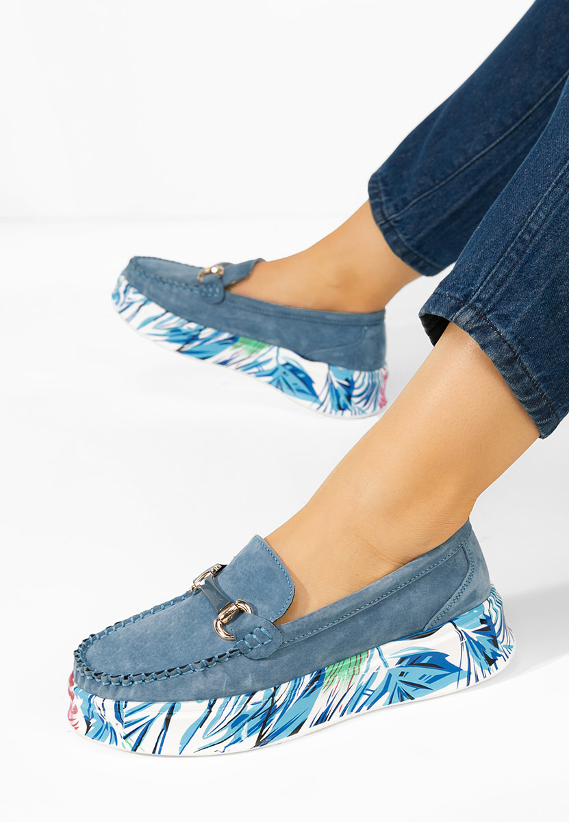 Mocassini pelle con plateau Tanielia blu