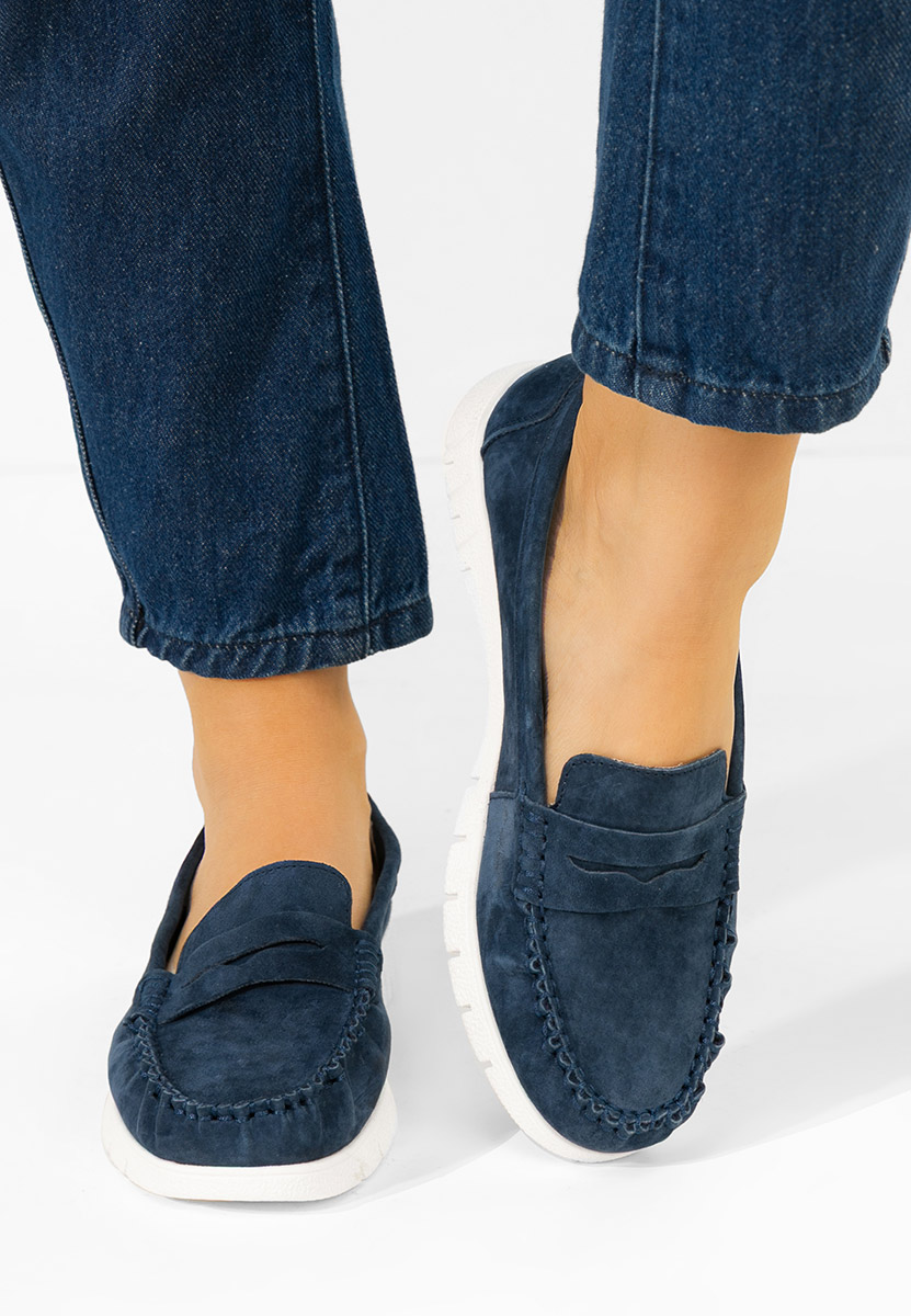 Mocassini donna pelle Dariania blu marine