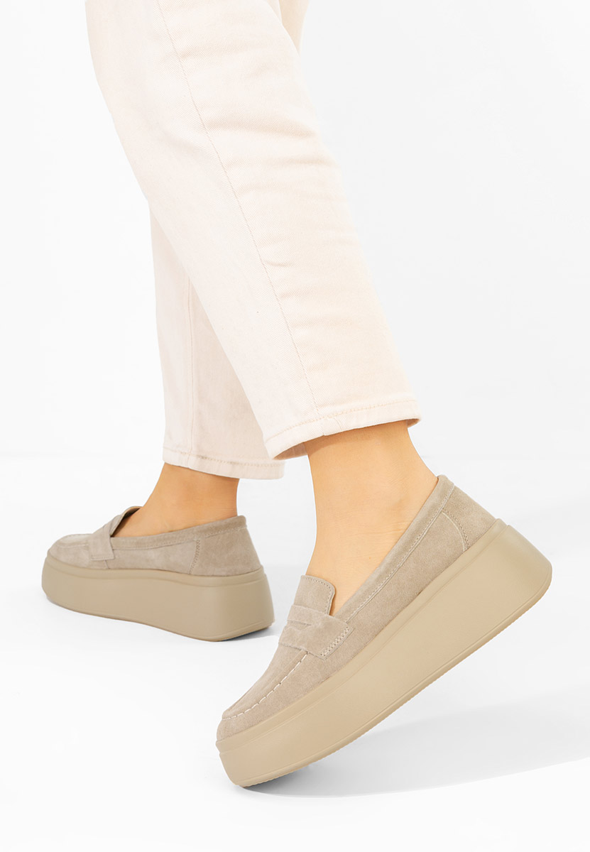 Mocassini pelle con plateau Enissea beige