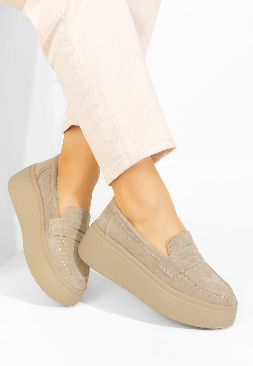 Mocassini pelle con plateau Enissea beige