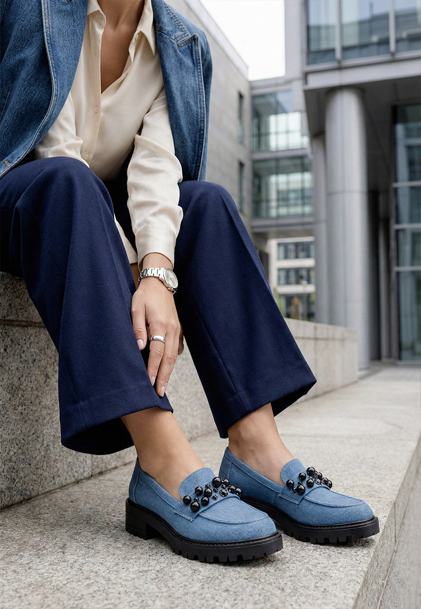 Mocassini con plateau Ifea denim