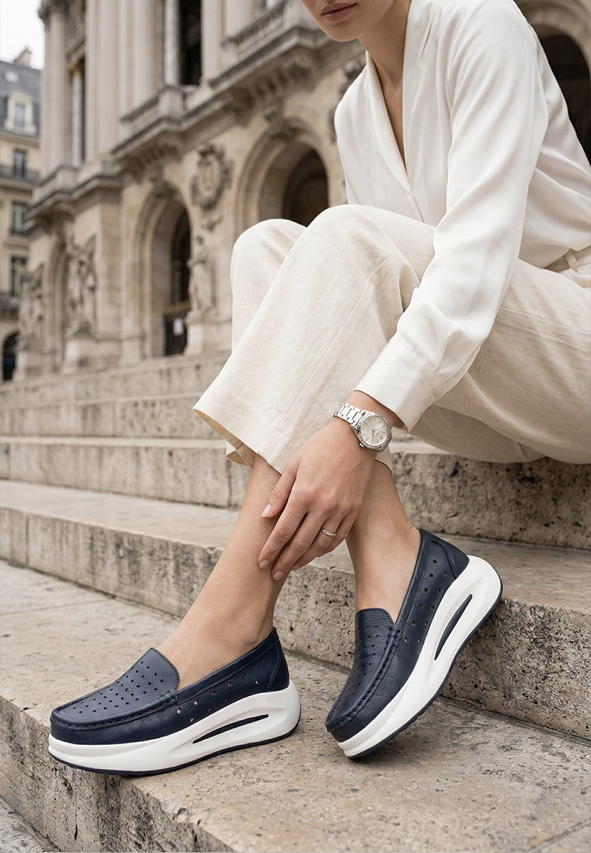 Mocassini donna platform Laurea blu marine