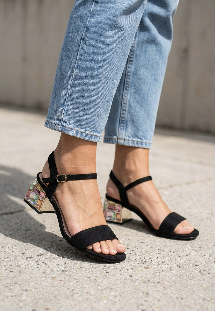 Sandali con tacco largo Adreena nero