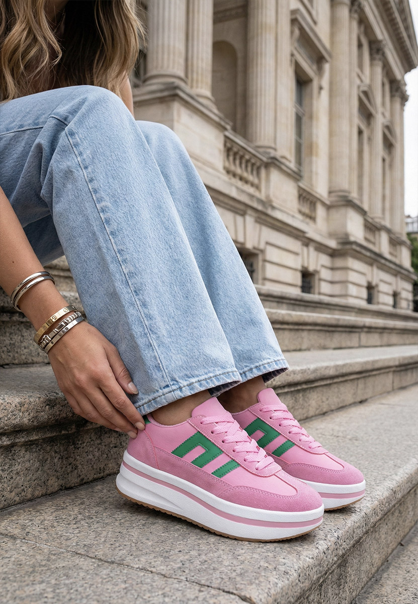 Sneakers con plateau Jesie fucsia