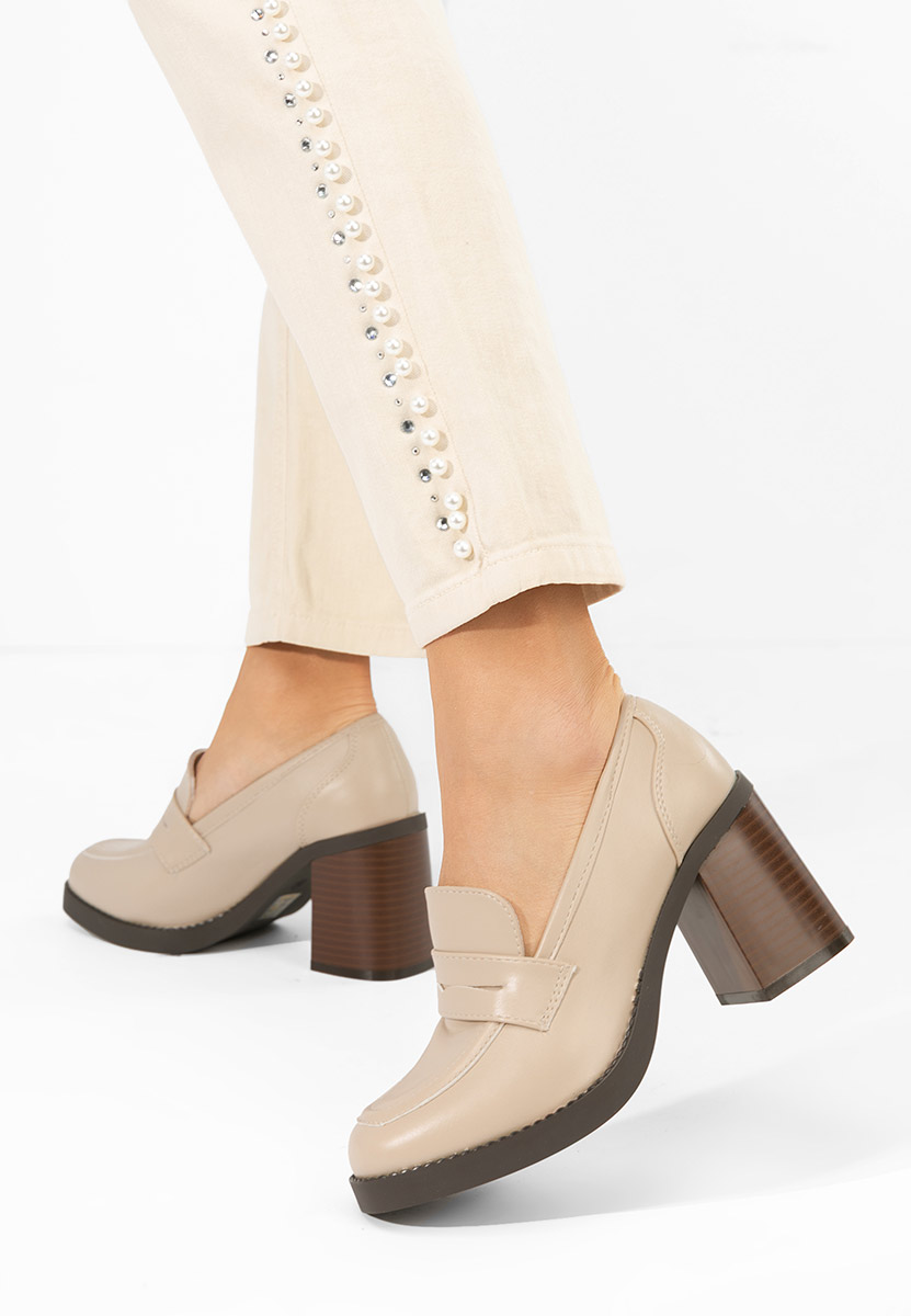 Mocassini con tacco Zenova beige