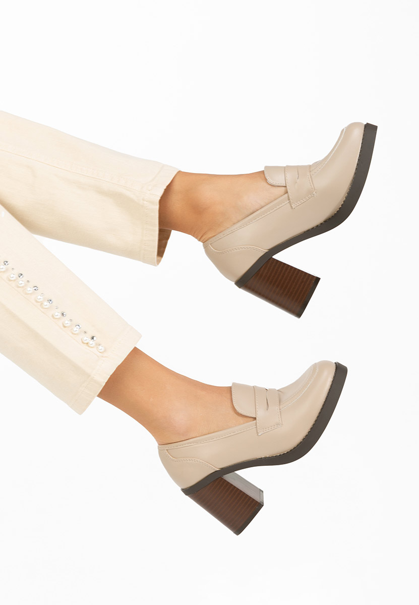 Mocassini con tacco Zenova beige