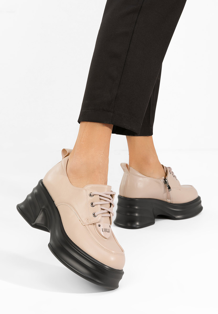 Mocassini con tacco e plateau Adnana beige