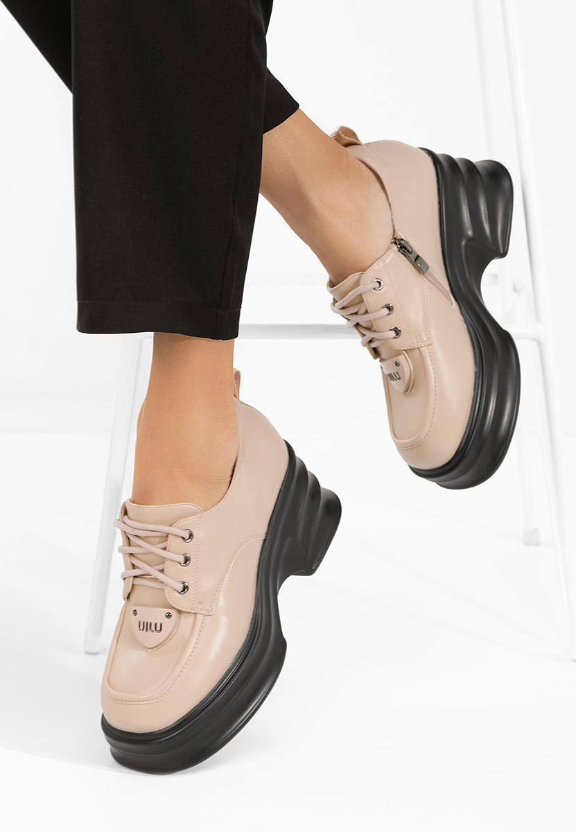 Mocassini con tacco e plateau Adnana beige