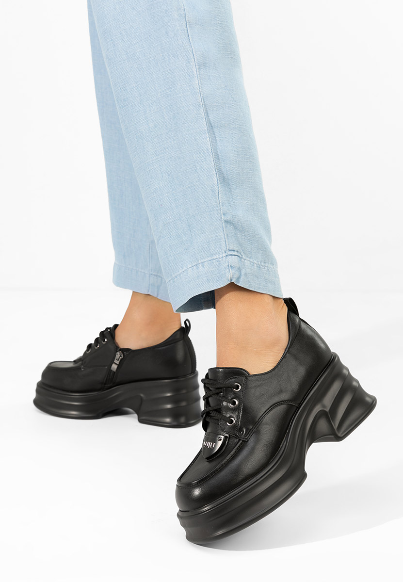 Mocassini con tacco e plateau Adnana nero