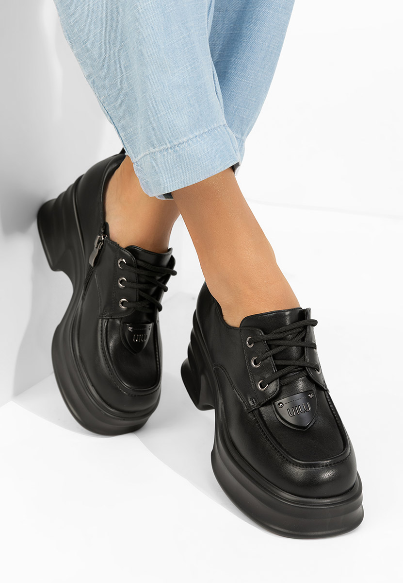 Mocassini con tacco e plateau Adnana nero