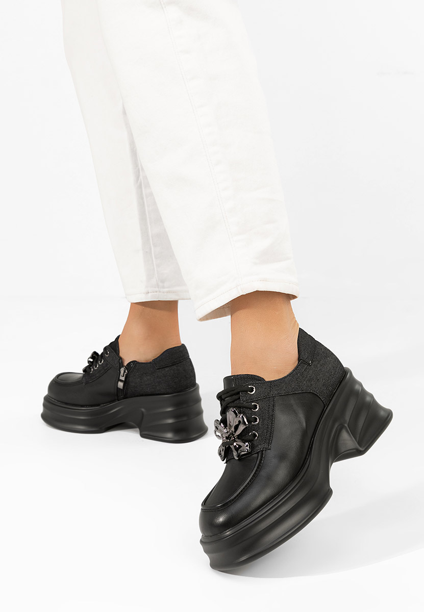 Mocassini con tacco e plateau Manilla nero