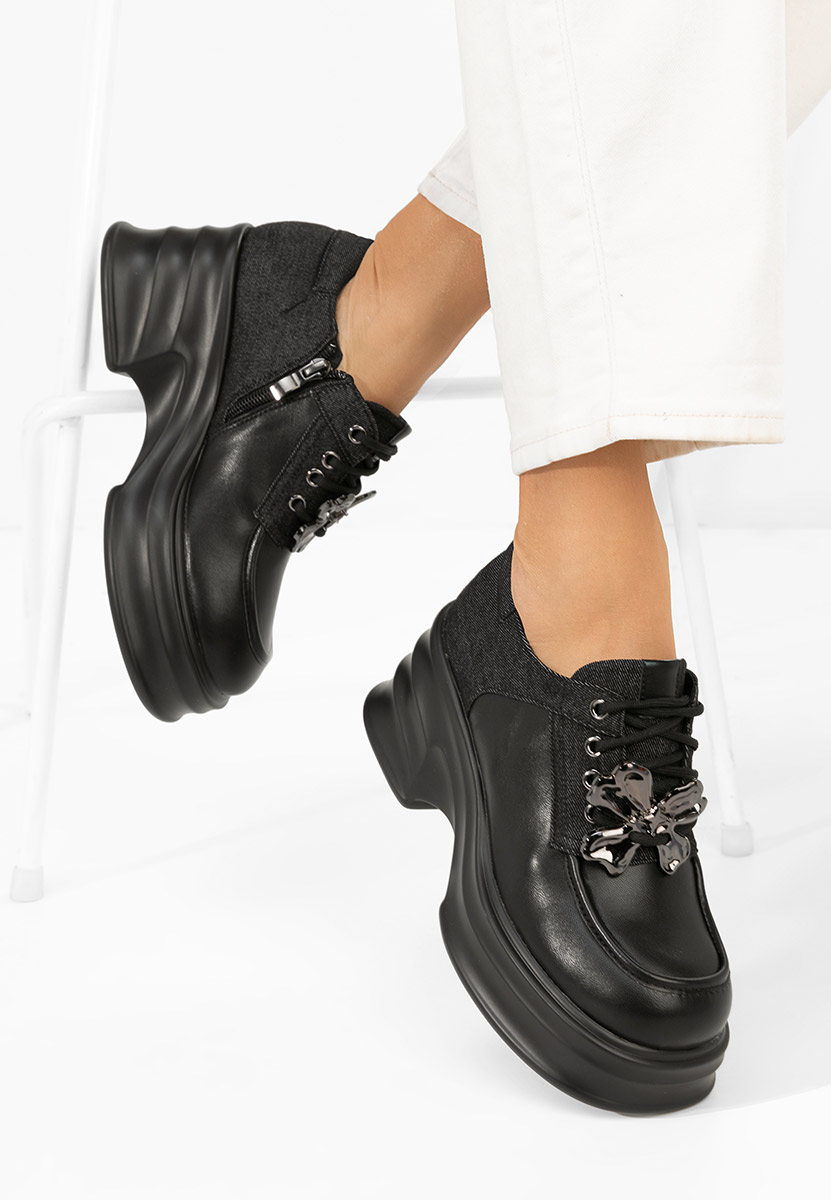 Mocassini con tacco e plateau Manilla nero