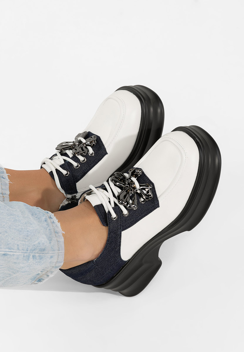 Mocassini con tacco e plateau Manilla bianchi