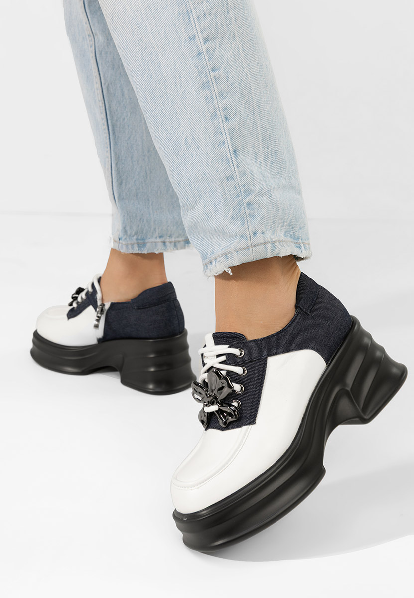 Mocassini con tacco e plateau Manilla bianchi