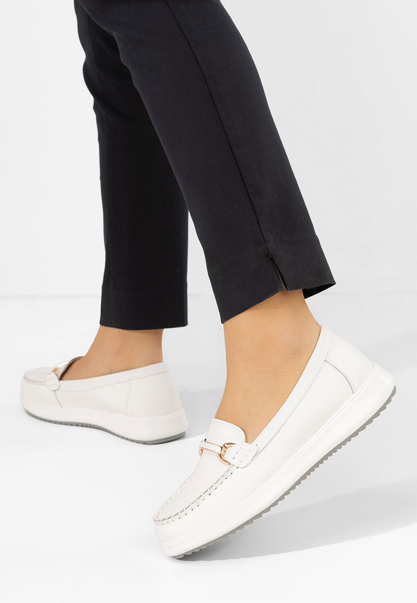 Mocassini donna pelle Nessie bianchi