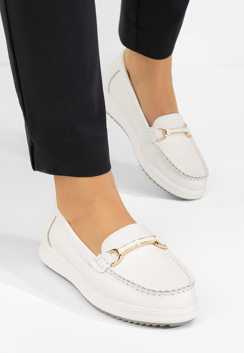 Mocassini donna pelle Nessie bianchi