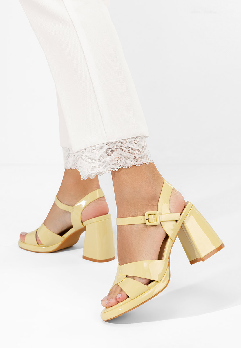 Sandali con tacco largo Lorenda gialle