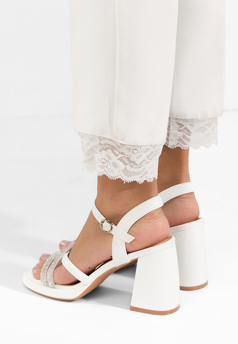 Sandali con tacco largo Castelia bianchi
