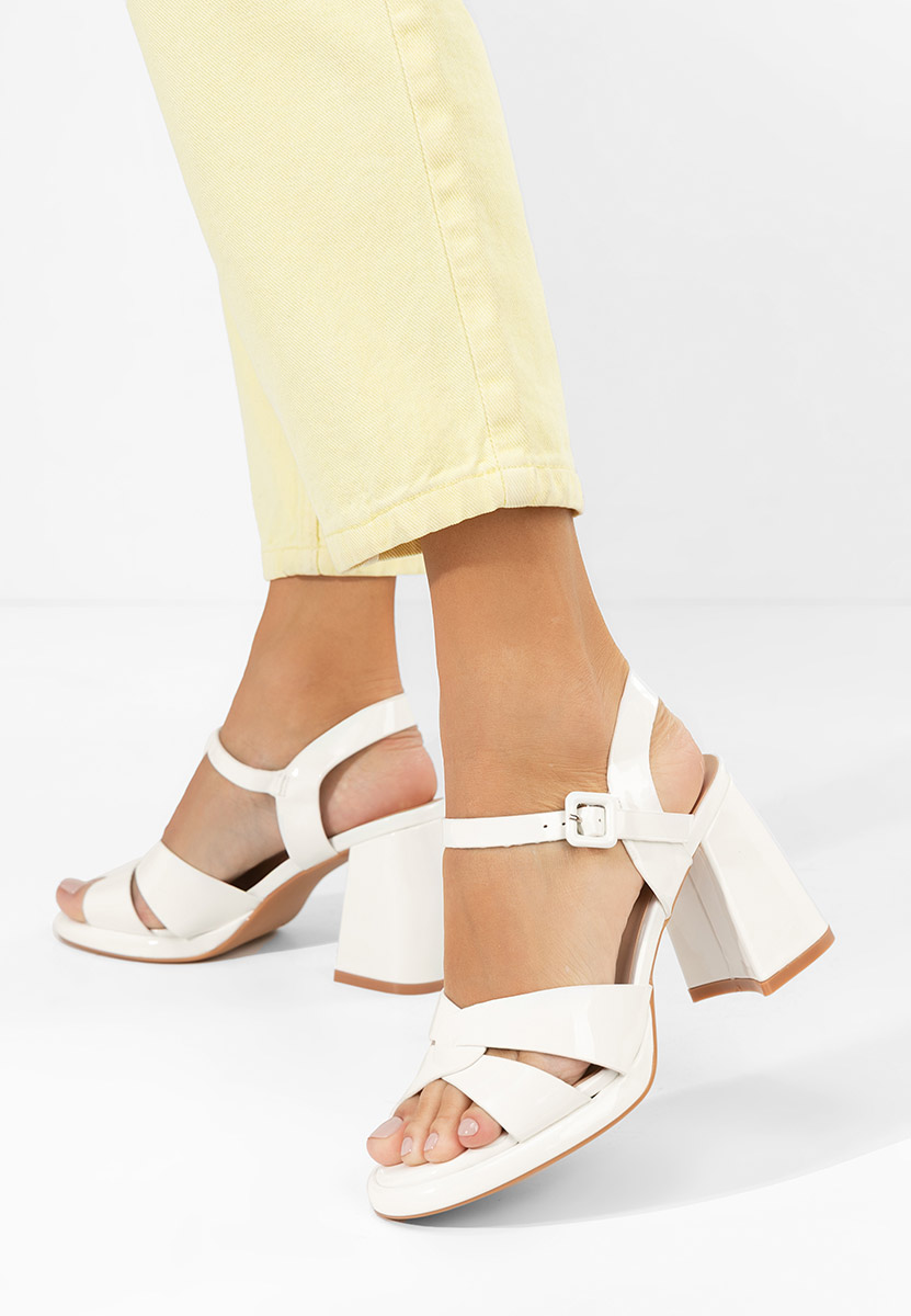 Sandali con tacco largo Lorenda bianchi