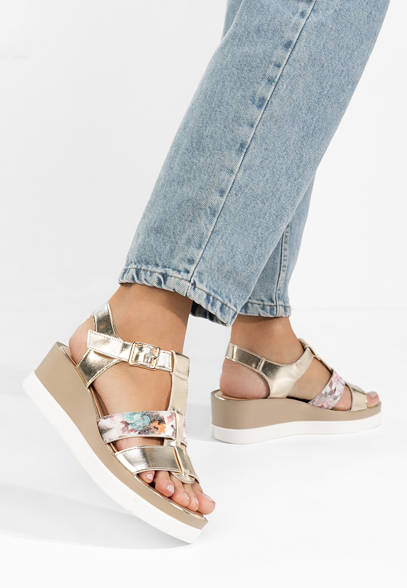 Sandali con zeppa Anastasis oro