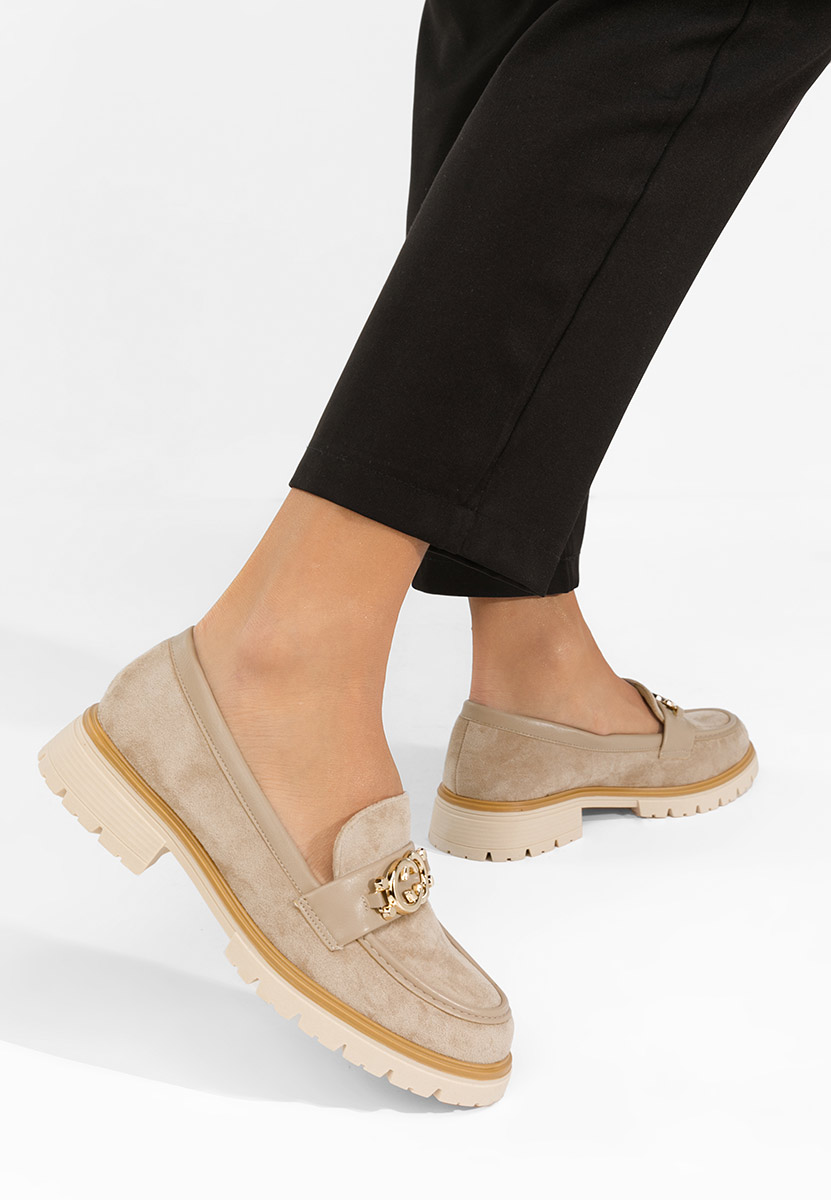 Mocassini con plateau Lenisia cachi