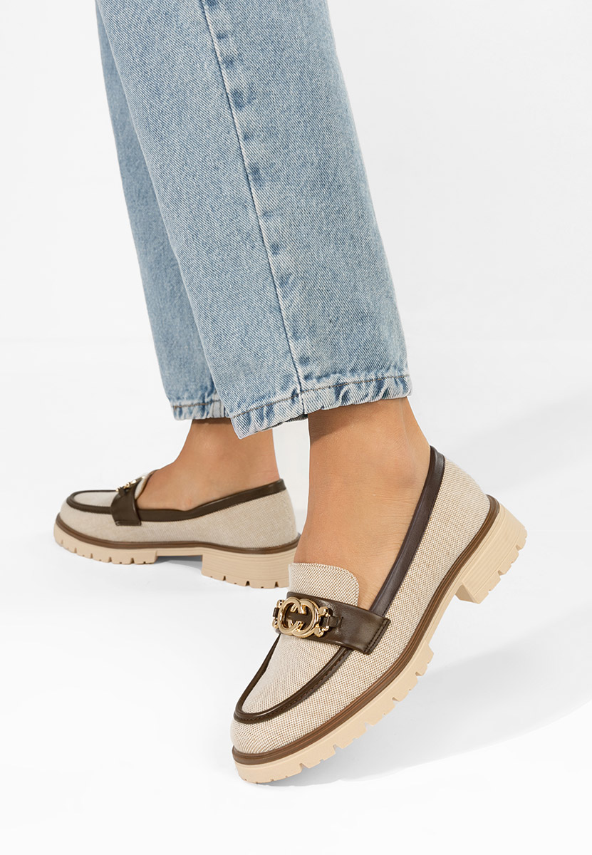 Mocassini con plateau Lenisia beige