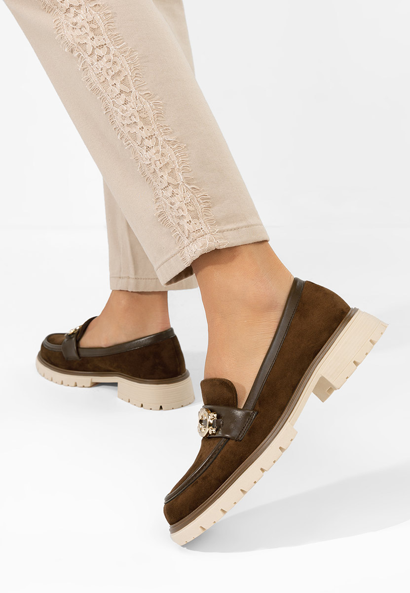 Mocassini con plateau Lenisia marrone