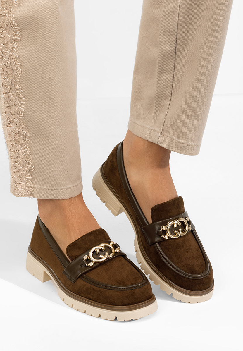 Mocassini con plateau Lenisia marrone