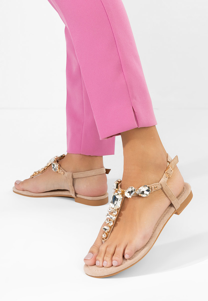 Sandali gioiello bassi Kristelia beige