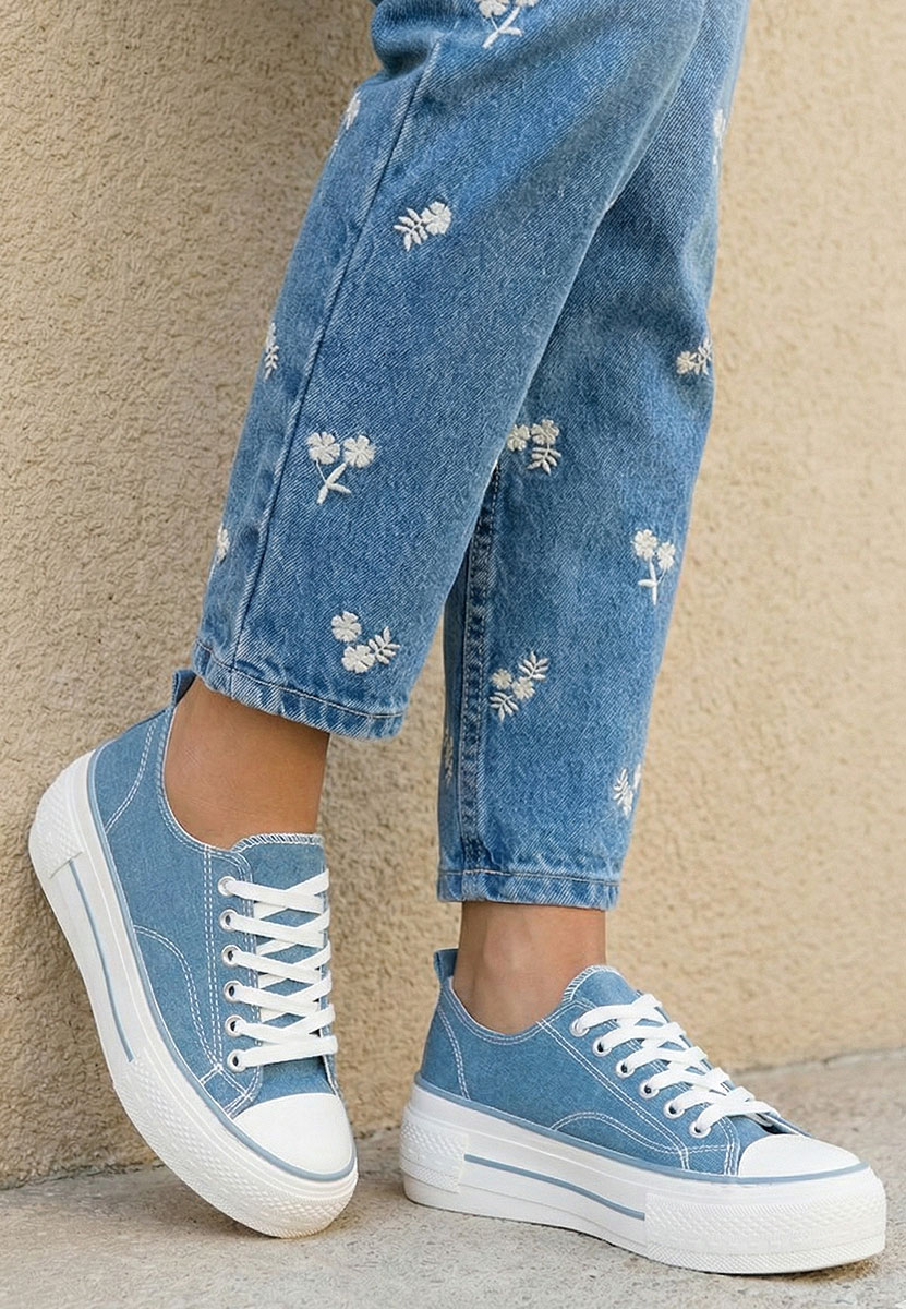 Scarpe da ginnastica con piattaforma Antio denim