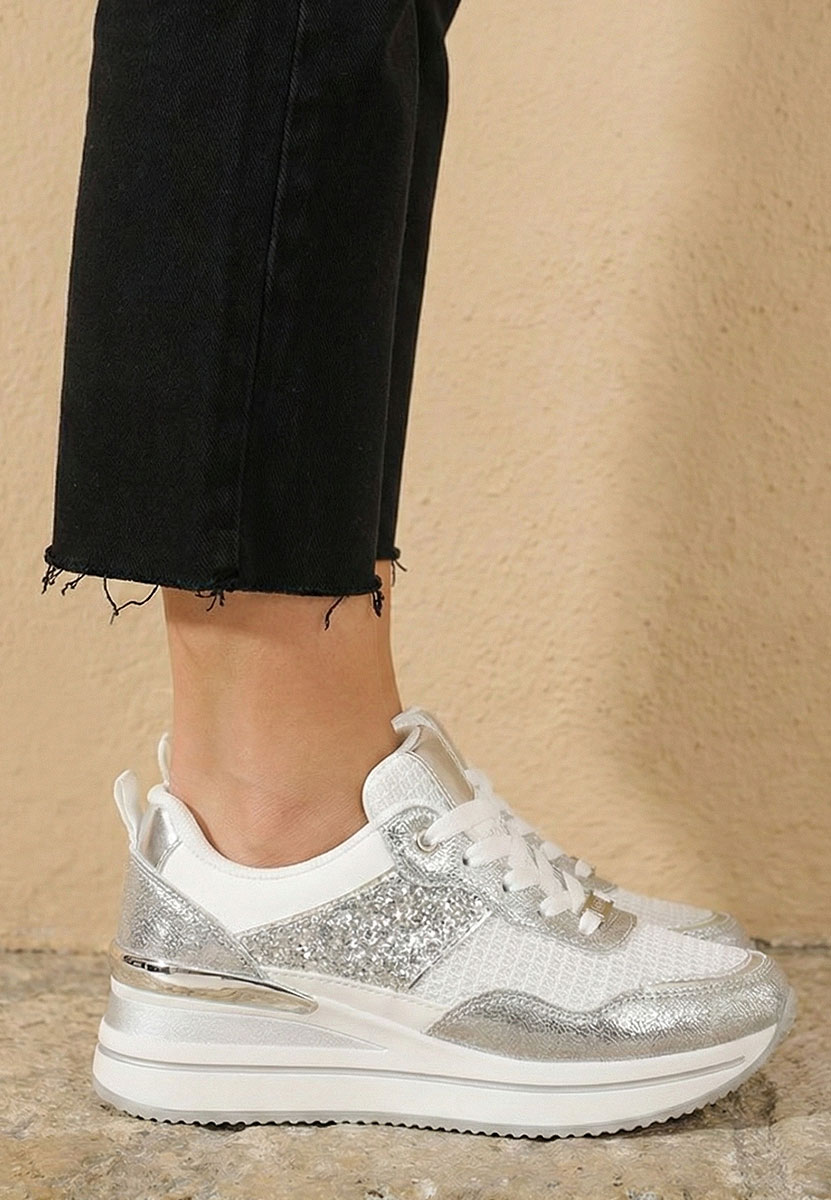 Sneakers con plateau Hanifa argento
