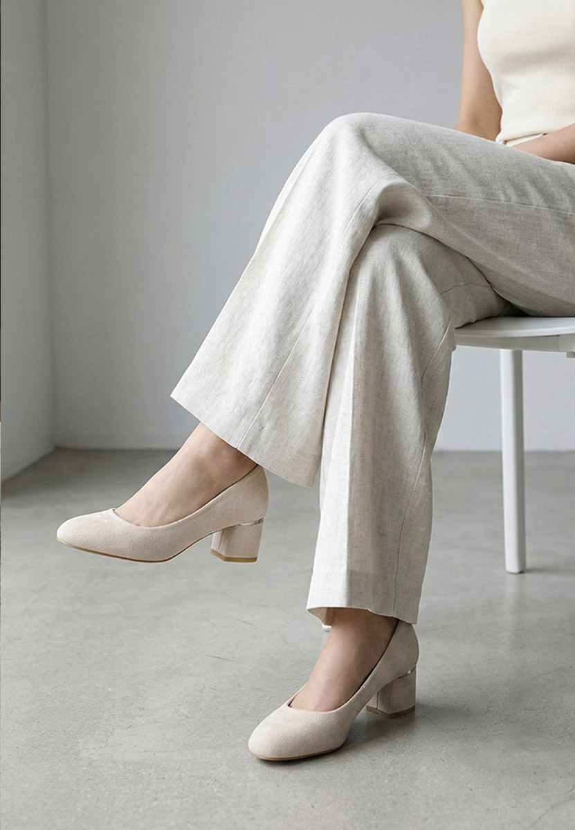 Décolleté tacco largo beige Cabrilia