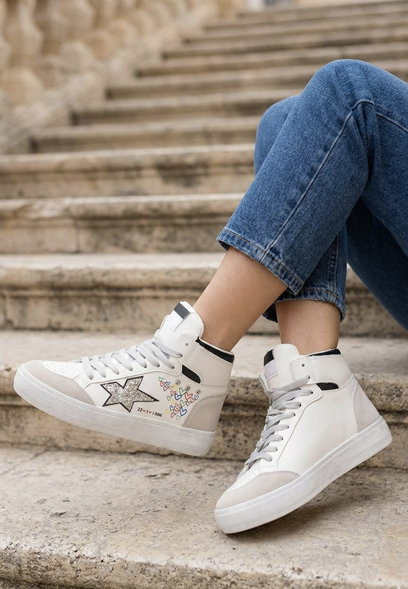 Sneakers donna alte Morella bianchi