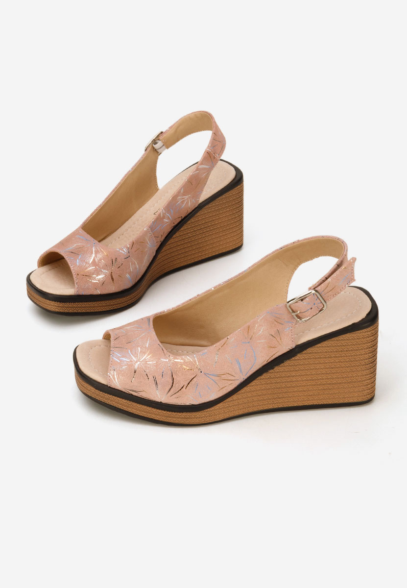 Sandali con zeppa cuoio Samiria rosa